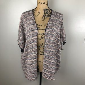 Say What Aztec Open Front Short Sleeve Sweater